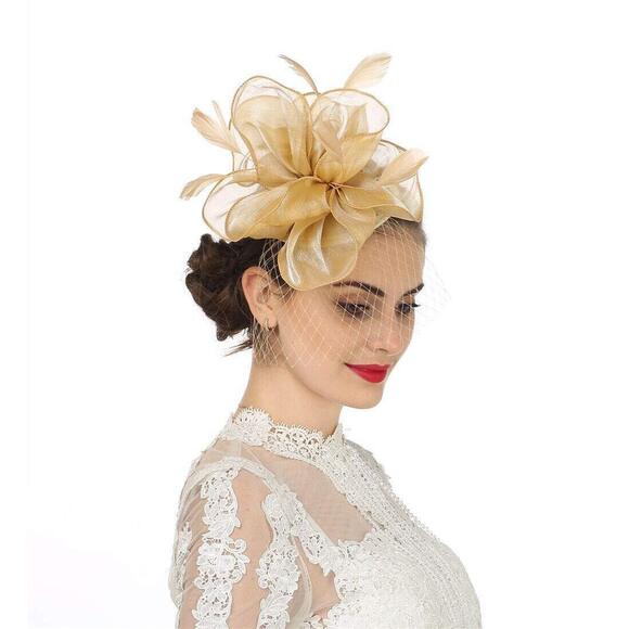 Fascinator For Women Hair Clip Hat Bowler Feather Flower Veil Wedding 1618